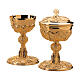 Kelch, Ziborium, Patene, Cuppa aus 925er Silber, Messing vergoldet, florentinischer Stil, Molina s1