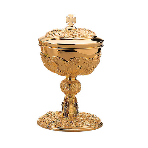 Molina chalice ciborium and paten in Gothic style, gold plated 925 silver 3