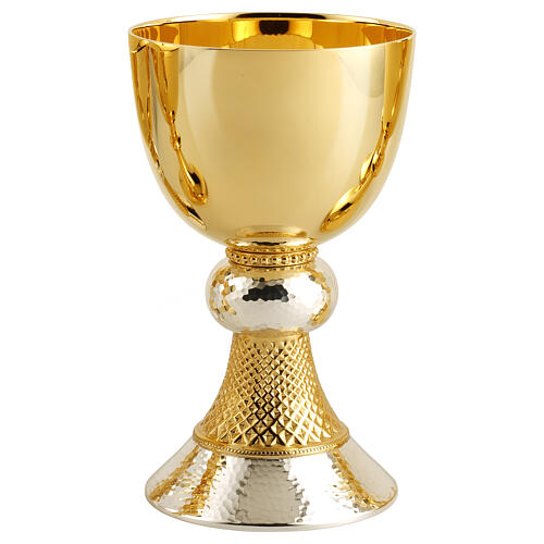 Chalice ciborium and paten by Molina, hammered gold and silver-plated brass 2