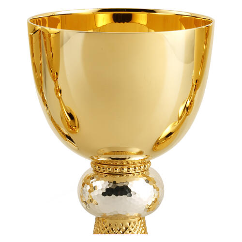 Chalice ciborium and paten by Molina, hammered gold and silver-plated brass 3