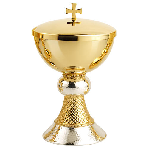 Chalice ciborium and paten by Molina, hammered gold and silver-plated brass 4