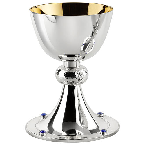 Chalice, ciborium and paten by Molina, silver-plated brass with lapis lazulis, hammered node 2