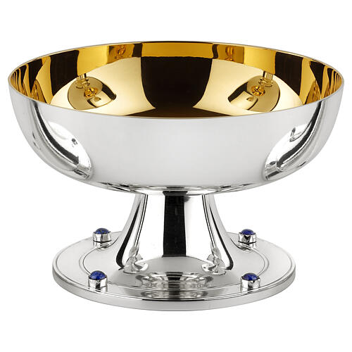 Cáliz copón patena Molina latón plateado lapislázuli nudo martillado 4