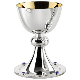 Chalice ciborium paten Molina silvered brass lapis lazuli hammered knot