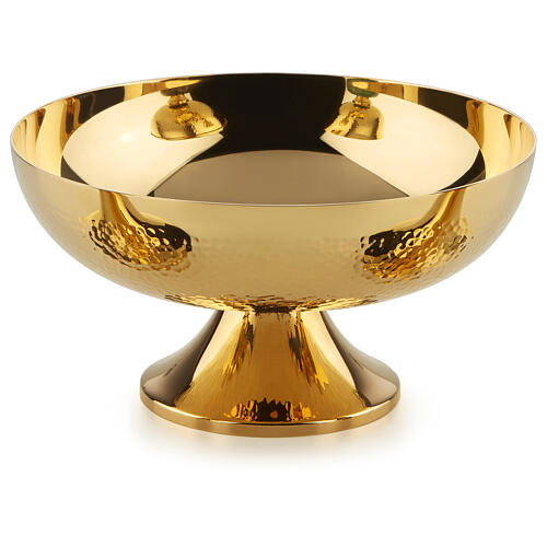 Molina chalice ciborium and bowl paten of bicoloured brass with decorated node and sub-cup 6