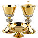 Molina chalice ciborium and bowl paten of bicoloured brass with decorated node and sub-cup s1
