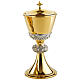Molina chalice ciborium and bowl paten of bicoloured brass with decorated node and sub-cup s3