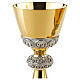 Molina chalice ciborium and bowl paten of bicoloured brass with decorated node and sub-cup s4