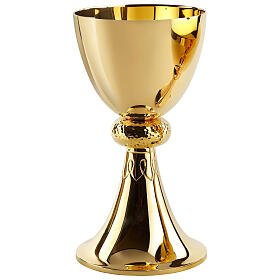 Molina chalice ciborium and bowl paten of hammered gold plated brass