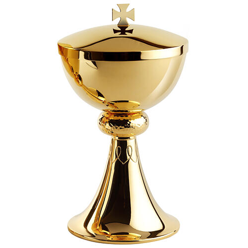 Molina chalice ciborium and bowl paten of hammered gold plated brass 3