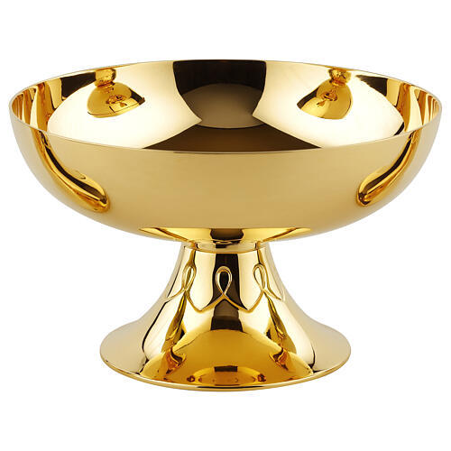 Calice pisside patena offertoriale Molina ottone dorato martellato 4