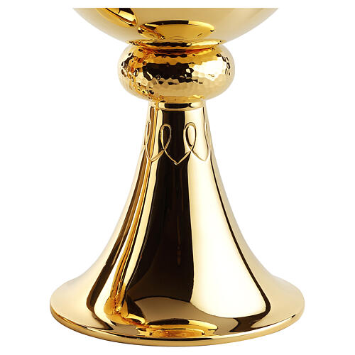 Calice pisside patena offertoriale Molina ottone dorato martellato 5