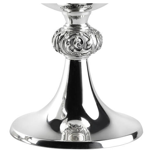 Silver-plated brass chalice ciborium paten, smooth with embossed node, Molina 6