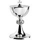 Silver-plated brass chalice ciborium paten, smooth with embossed node, Molina s4