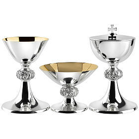 Chalice, ciborium, paten, Molina silver-plated smooth brass with historiated knot