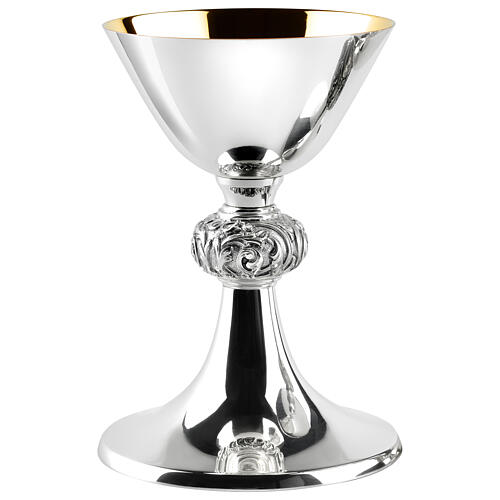 Chalice, ciborium, paten, Molina silver-plated smooth brass with historiated knot 1