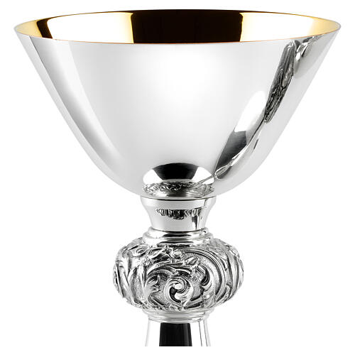 Chalice, ciborium, paten, Molina silver-plated smooth brass with historiated knot 2