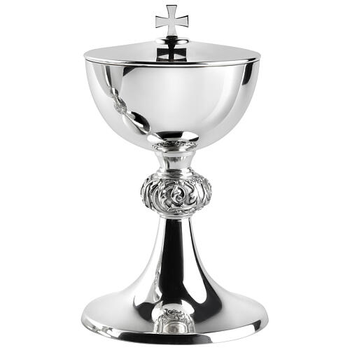 Chalice, ciborium, paten, Molina silver-plated smooth brass with historiated knot 3