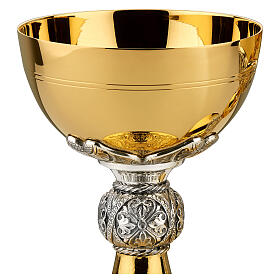 Molina chalice and ciborium with Jesus' life, cup of bicoloured 925 silver