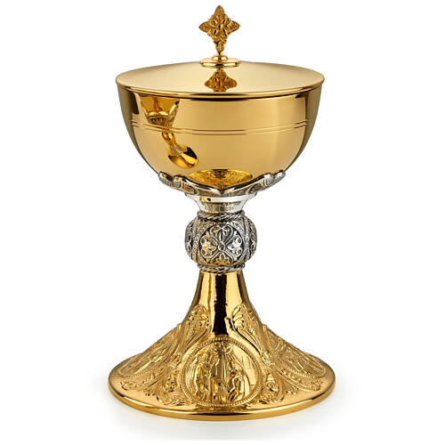 Molina chalice and ciborium with Jesus' life, cup of bicoloured 925 silver 3