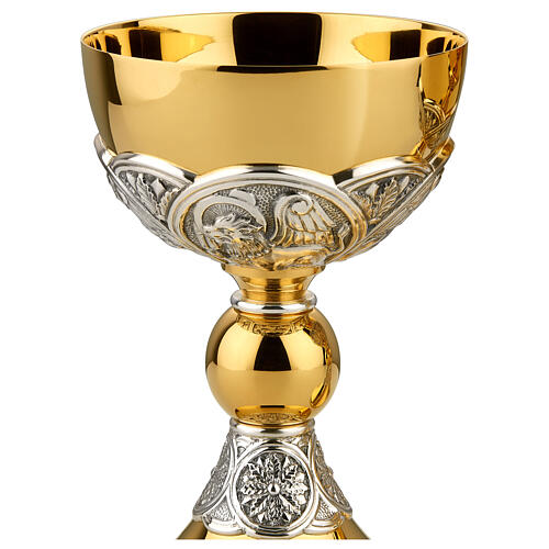 Molina chalice and ciborium with four Evangelists, classic, bicoloured brass 2