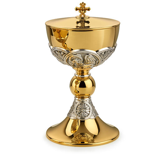 Molina chalice and ciborium with four Evangelists, classic, bicoloured brass 3