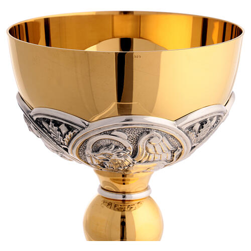 Kelch - Ziborium, Kuppa aus 925er Silber, Messing vergoldet/versilbert, 4 Evangelistensymbole, Molina 5