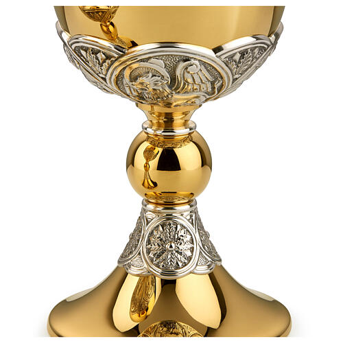 Kelch - Ziborium, Kuppa aus 925er Silber, Messing vergoldet/versilbert, 4 Evangelistensymbole, Molina 4