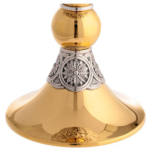 Kelch - Ziborium, Kuppa aus 925er Silber, Messing vergoldet/versilbert, 4 Evangelistensymbole, Molina 9