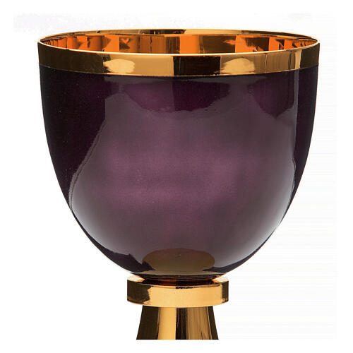 Fire-enamelled purple chalice, ciborium and paten, 925 silver 2