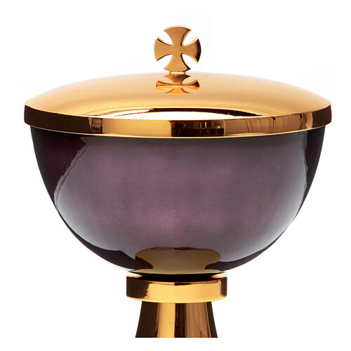 Fire-enamelled purple chalice, ciborium and paten, 925 silver 4
