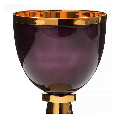 Calice pisside patena smaltato a fuoco viola argento 925 2
