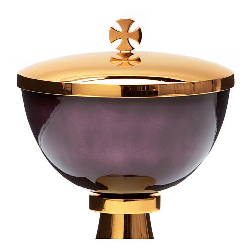 Calice pisside patena smaltato a fuoco viola argento 925 4