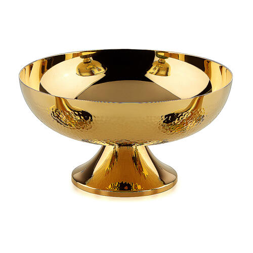 Molina chalice ciborium and paten with jade node, hammered brass 5