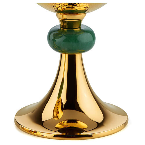 Molina chalice ciborium and paten with jade node, hammered brass 6