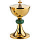 Molina chalice ciborium and paten with jade node, hammered brass s3