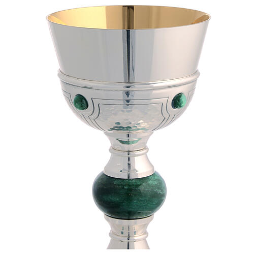 Molina chalice ciborium and bowl paten with aventurine cabochon gems and node 2