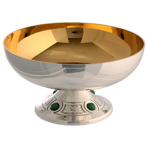 Molina chalice ciborium and bowl paten with aventurine cabochon gems and node 4