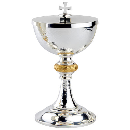 Chalice ciborium and bowl paten, artistic silver Molina collection, bicoloured node 3