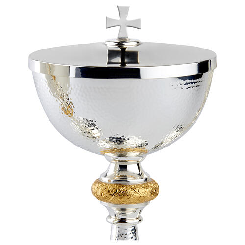 Cálice píxide patena ofertório Molina coleção Prata artística nó bicolor 4