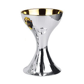 Set of modern chalice and bowl paten, silver-plated, Molina