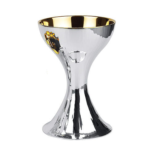 Set of modern chalice and bowl paten, silver-plated, Molina 2