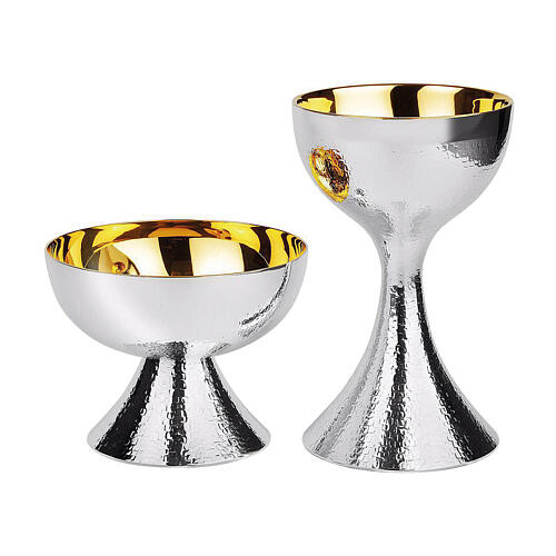 Set of chalice and paten by Molina, chiselled by hand, modern style 1