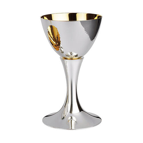 Chalice and paten set Molina cup hand chiseled smooth base 2