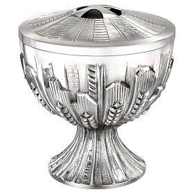 Silver-plated ciborium with embossed wheat pattern, Molina, 8 in