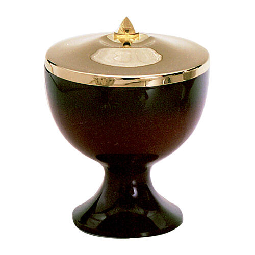 Red enamelled ciborium with gold plated lid, Molina, 9 in 1