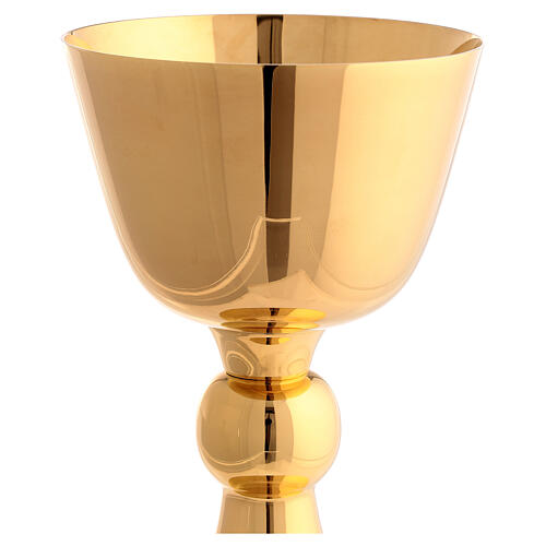 Set of chalice ciborium and paten, gold plated, spheric node, Molina 4