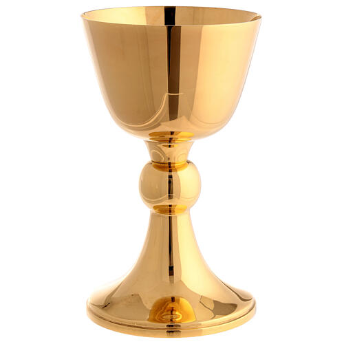 Set of chalice ciborium and paten, gold plated, spheric node, Molina 3