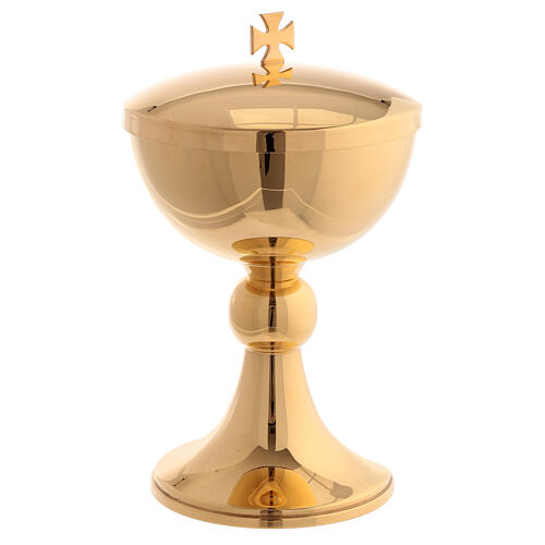 Set of chalice ciborium and paten, gold plated, spheric node, Molina 4
