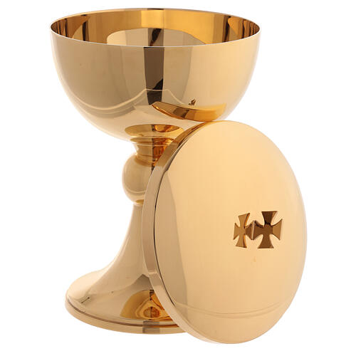 Set of chalice ciborium and paten, gold plated, spheric node, Molina 7